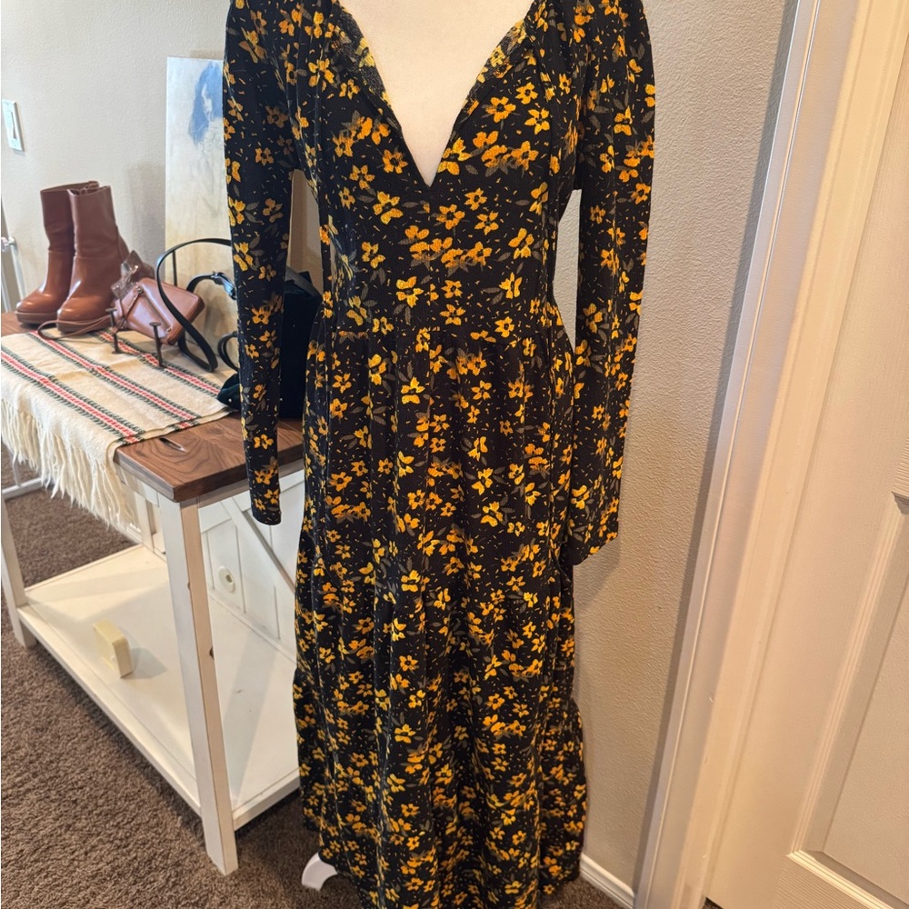 Free People Black Floral Long Sleeve Dress - Picture 11 of 12